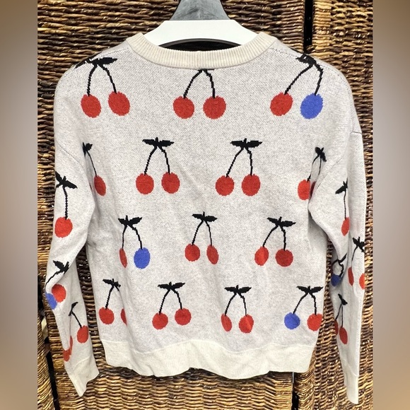 Maxwell-‎ Women's Cherry Pattern Sweater - Cream, Red, and Blue, XSmall - Picture 5 of 6